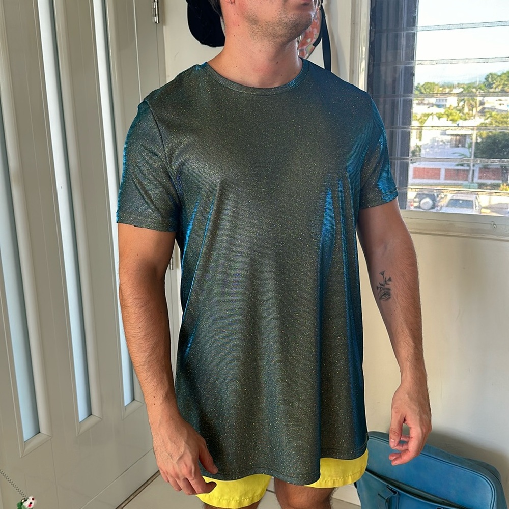 Shimmery long top